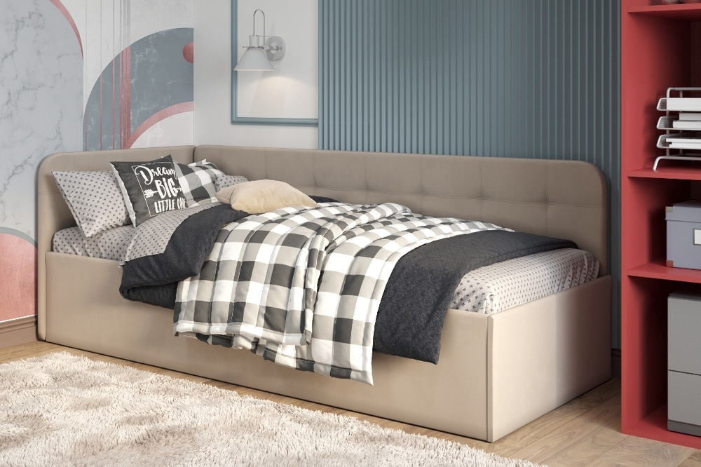 Кровать Зарина угловая Newtone light beige